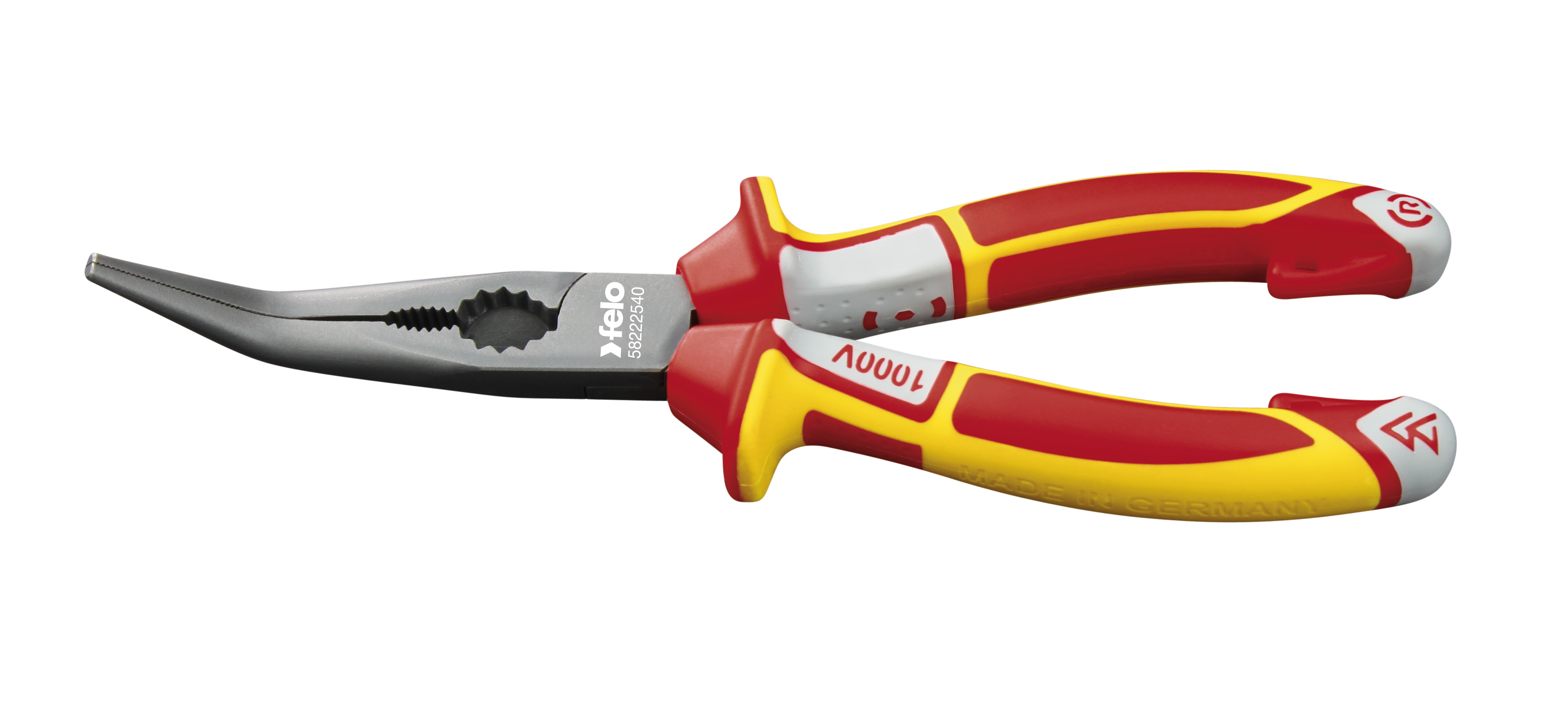Alicate de Bico Curvo Isolado FELO VDE 3C 45° 205 mm - Made in Germany